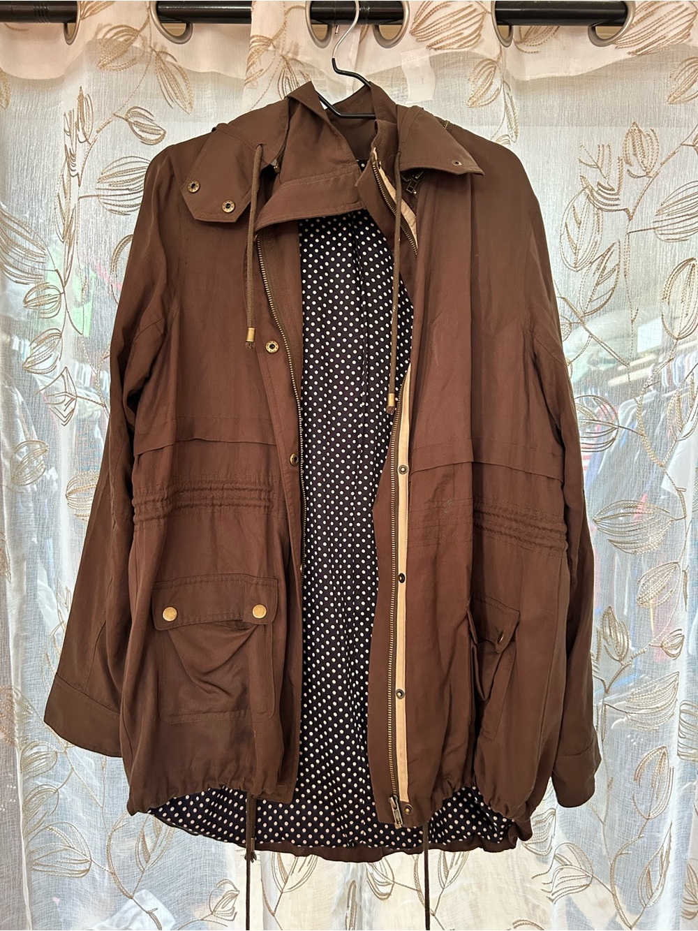 Market and Spruce Brown Lightweight Hooded Jacket - women’s